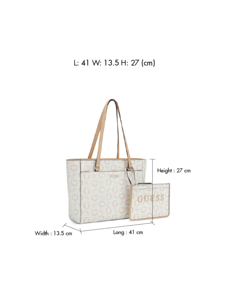 TOTE DELPHINE BEIGE/BLANCO - GUESS