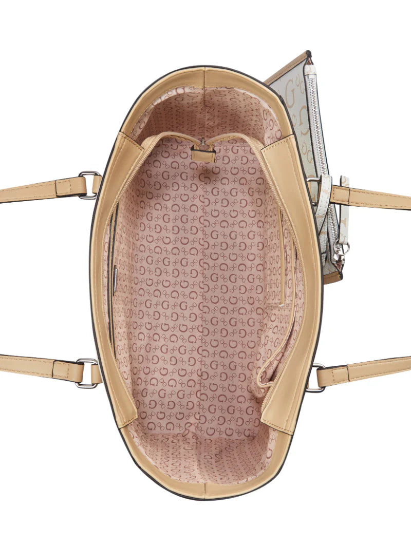 TOTE DELPHINE BEIGE/BLANCO - GUESS