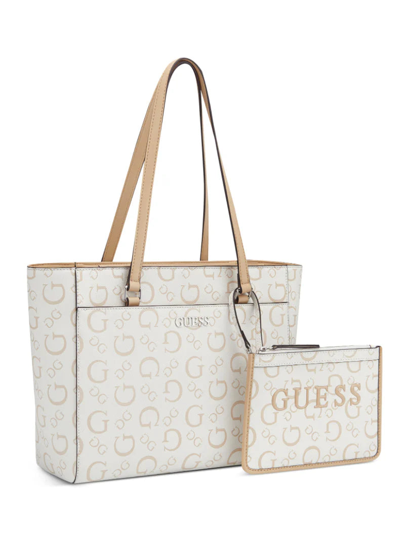 TOTE DELPHINE BEIGE/BLANCO - GUESS