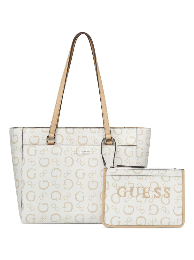 TOTE DELPHINE BEIGE/BLANCO - GUESS