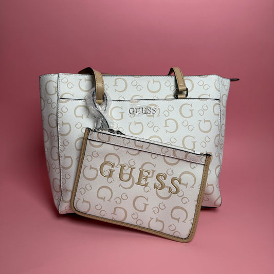 TOTE DELPHINE BEIGE/BLANCO - GUESS