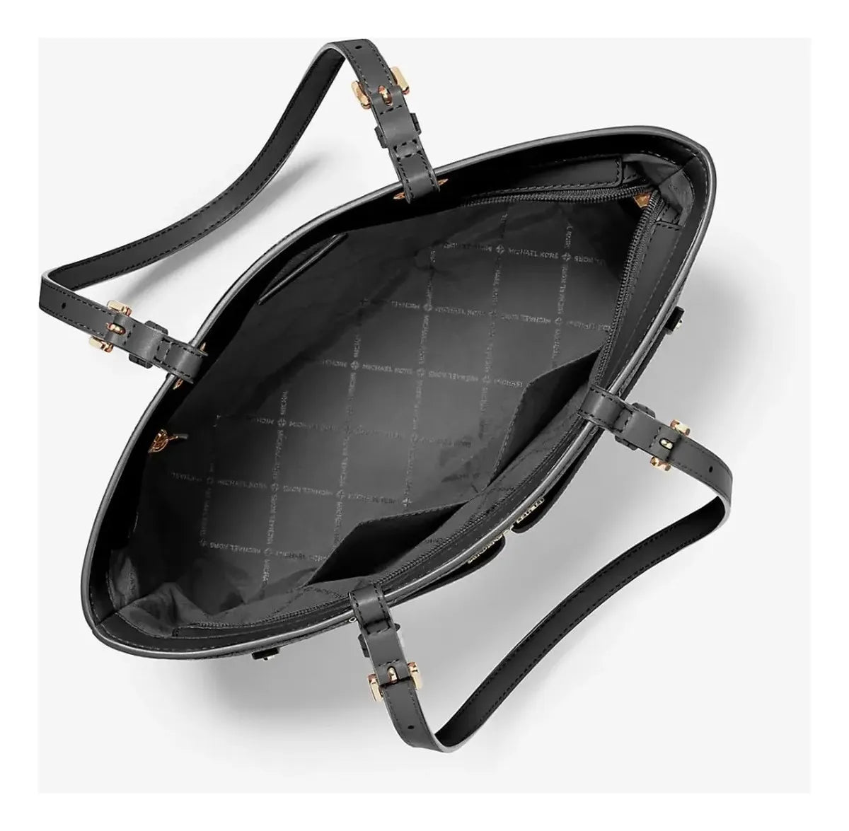 TOTE JET SET MEDIANO CUERO NEGRO - MICHAEL KORS