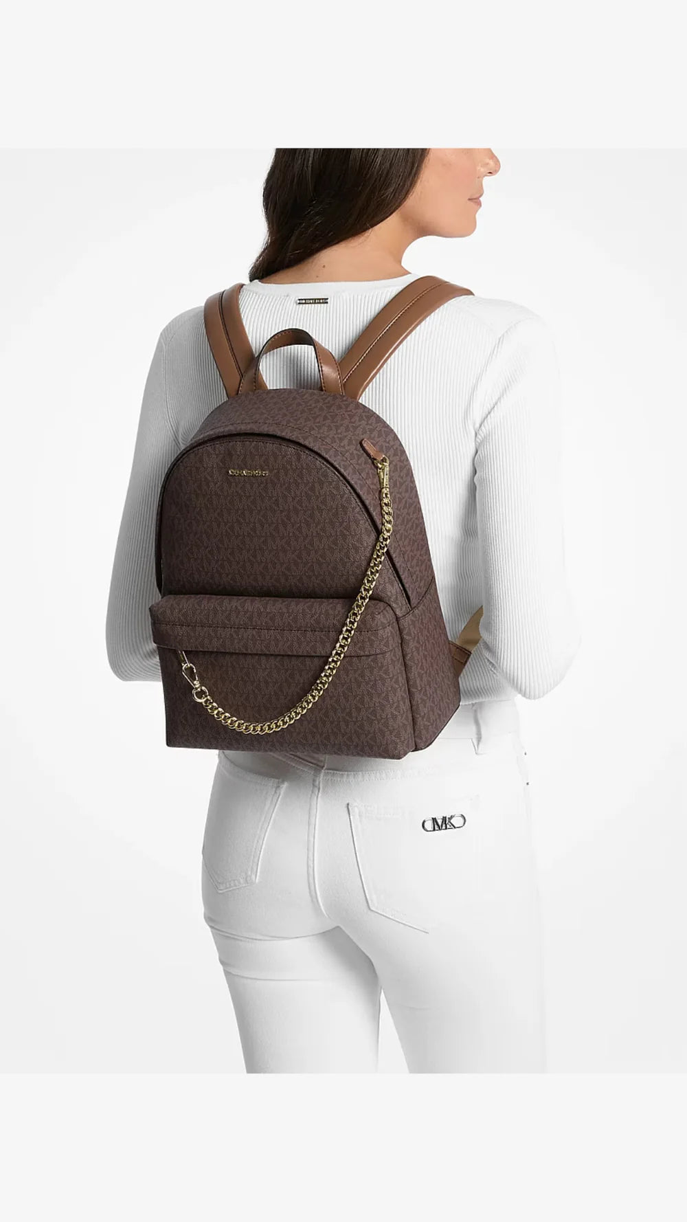 MOCHILA CUERO GRANDE NEGRA CAFÉ MK - MICHAEL KORS