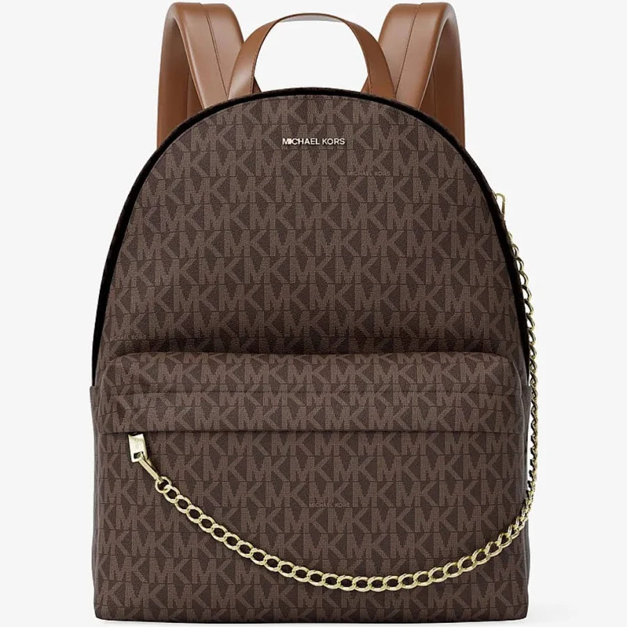 MOCHILA CUERO GRANDE NEGRA CAFÉ MK - MICHAEL KORS