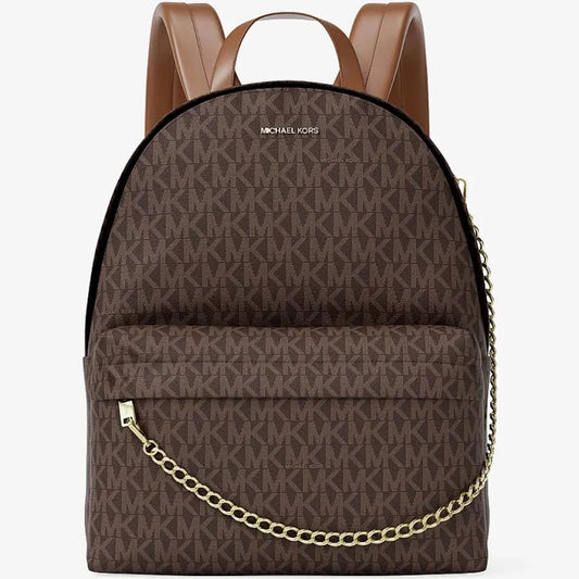 MOCHILA CUERO GRANDE NEGRA CAFÉ MK - MICHAEL KORS
